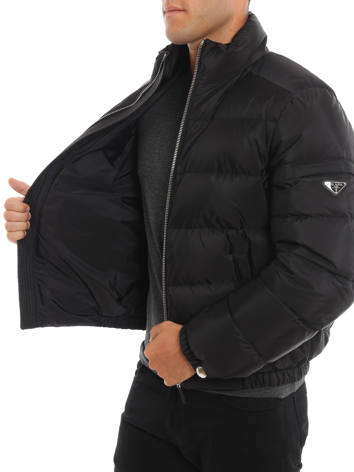 Padded jackets Prada - Semi glossy nylon puffer jacket