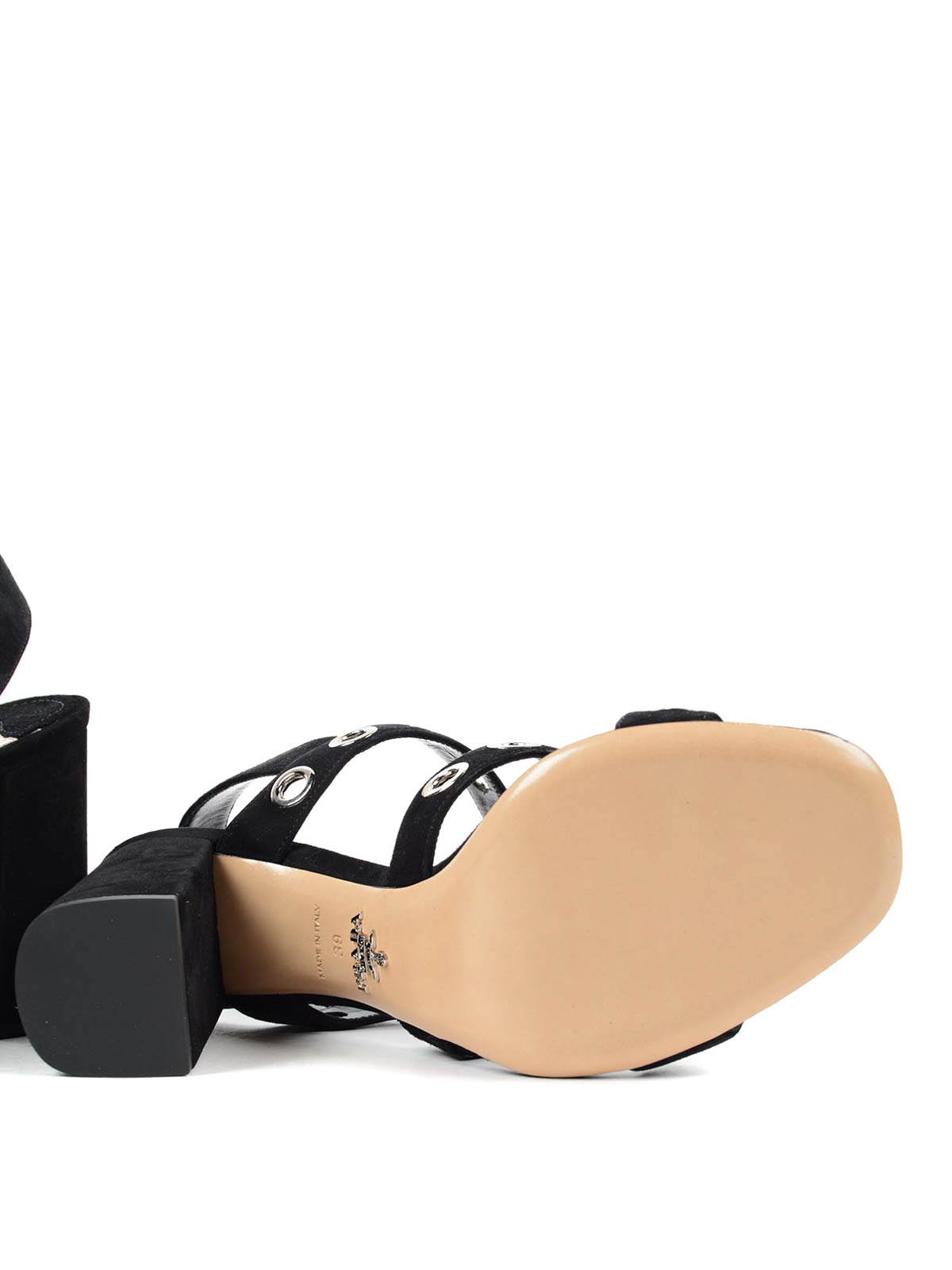 Prada Calfskin Logo Flat Slide Sandals | Neiman Marcus