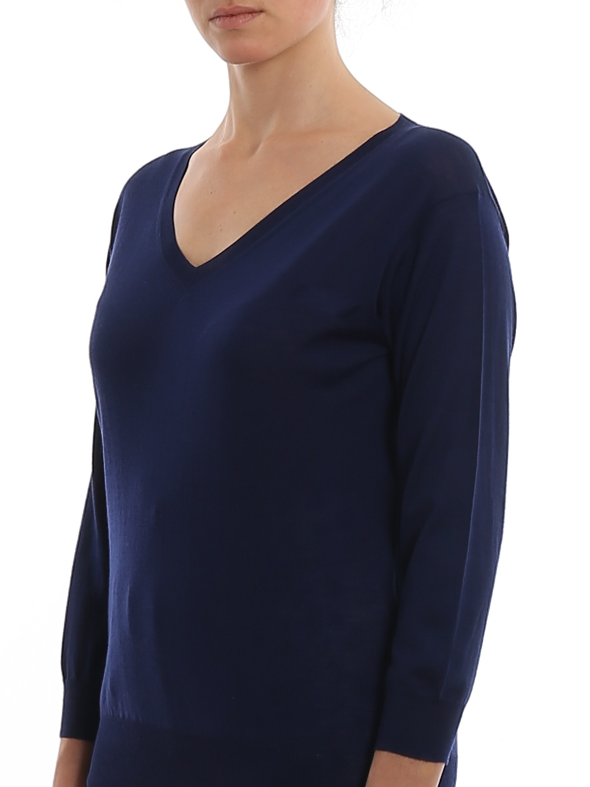Prada Wool V-neck sweater - Blue - Women | P24Q77J2NF0215