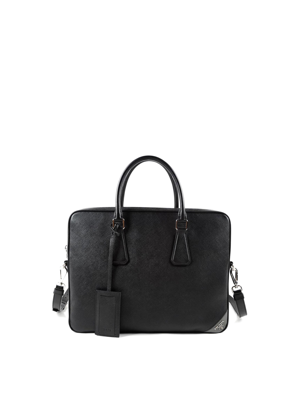 Prada Black Saffiano Leather Briefcase Laptop Bag Prada