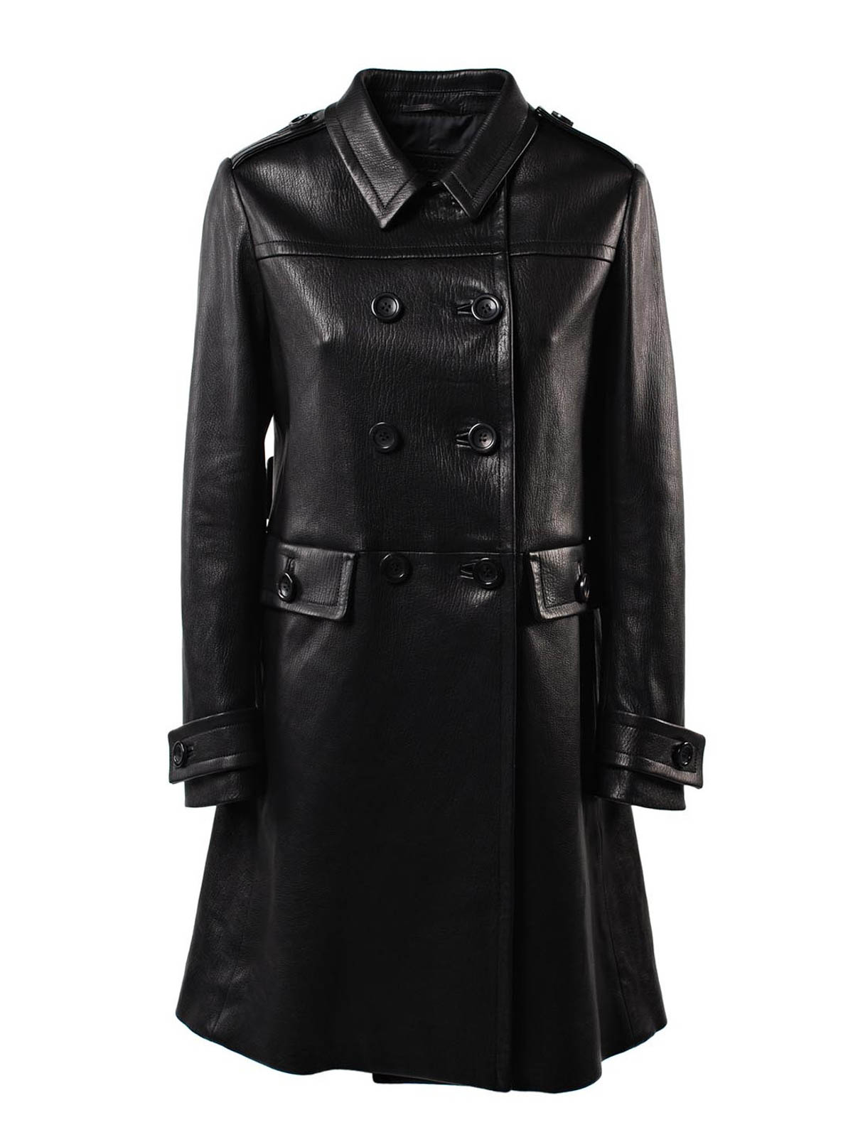 Prada Double-breast leather coat - Black - Women | 566971AOI002