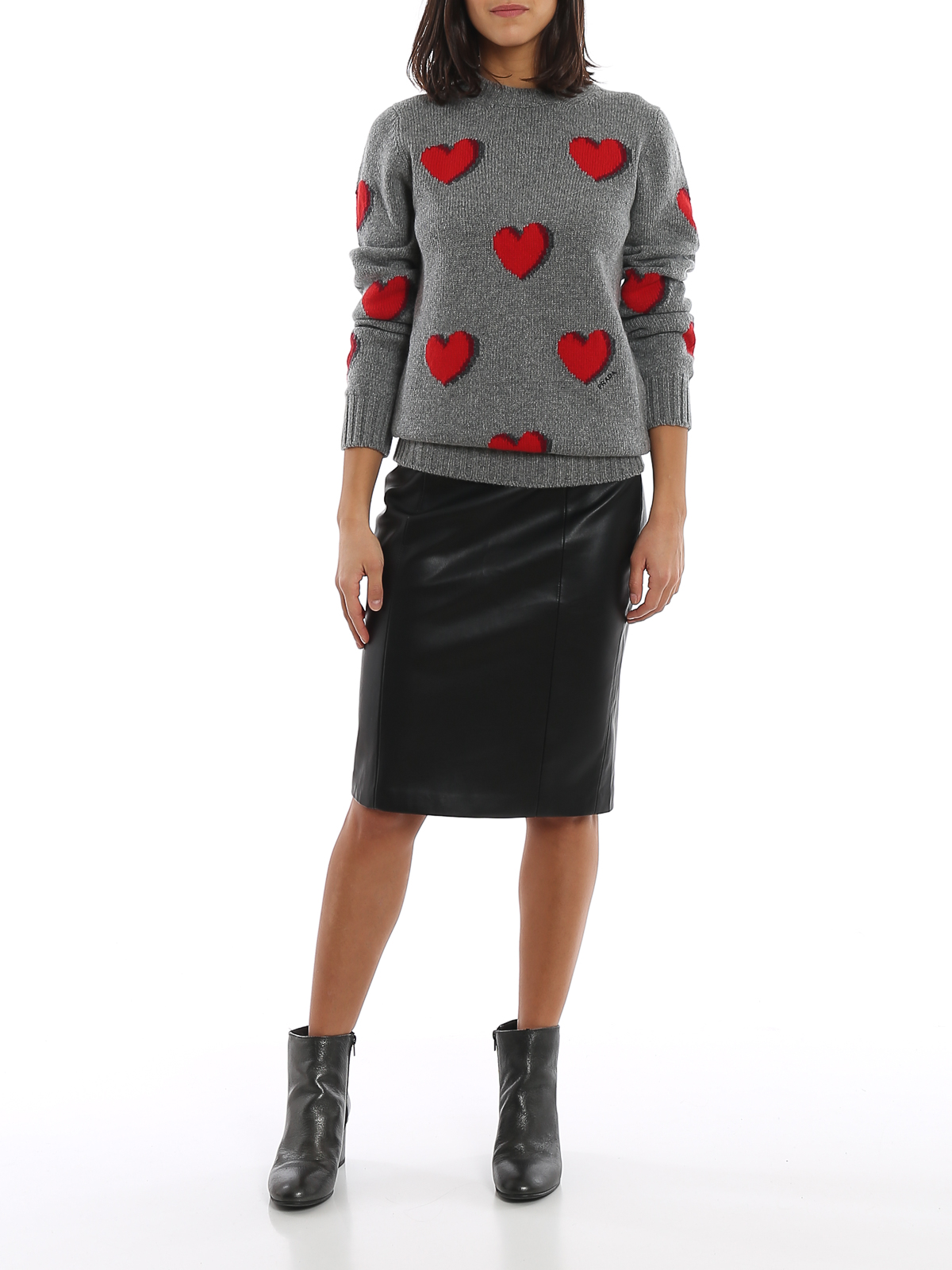 Crew necks Prada - Heart intarsia sweater - P24Z0C1WHVF0I15