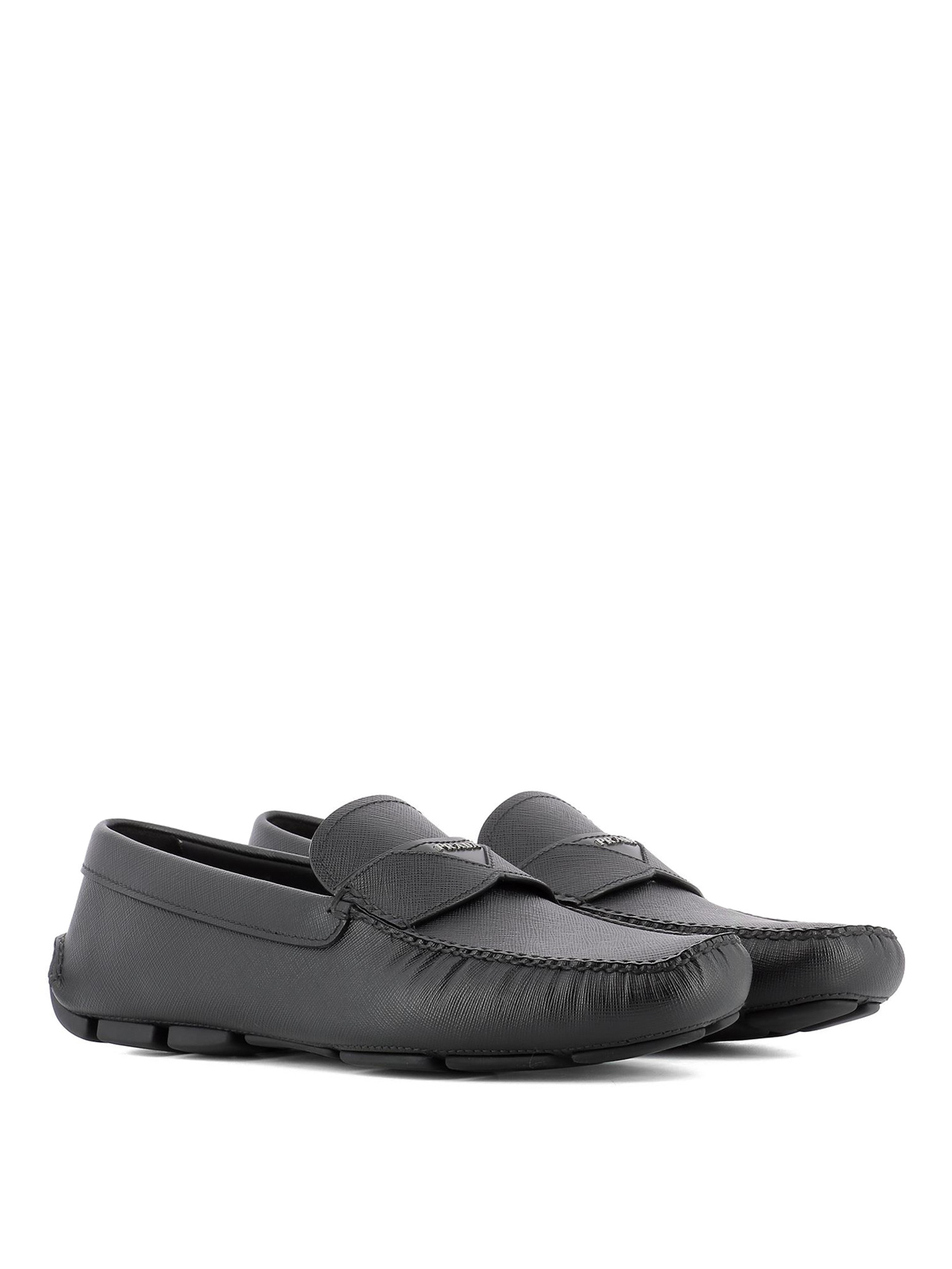 Prada Saffiano leather driver loafers - Black 