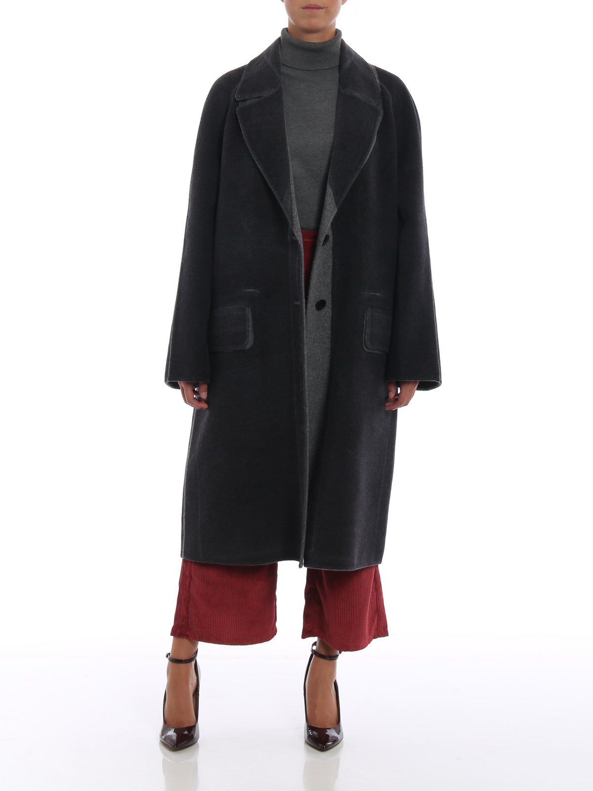 Prada ロングコート - ダークグレー|P664H1RMVI54