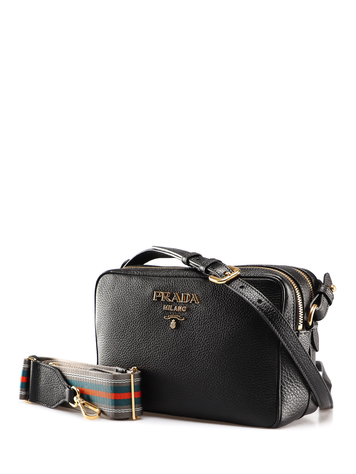 PRADA Black Double Zip Camera Crossbody Bag, Luxury, Bags