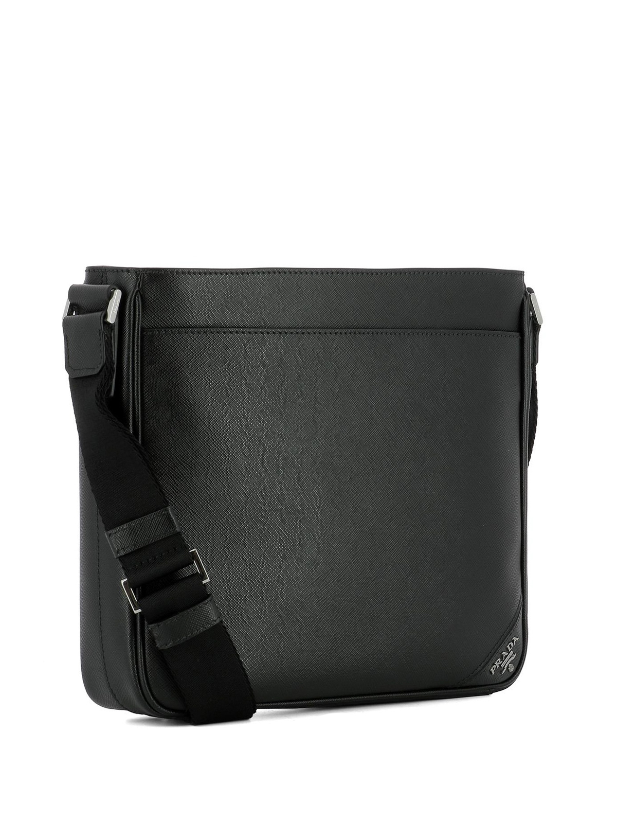 Prada Saffiano Leather Messenger Bag Black