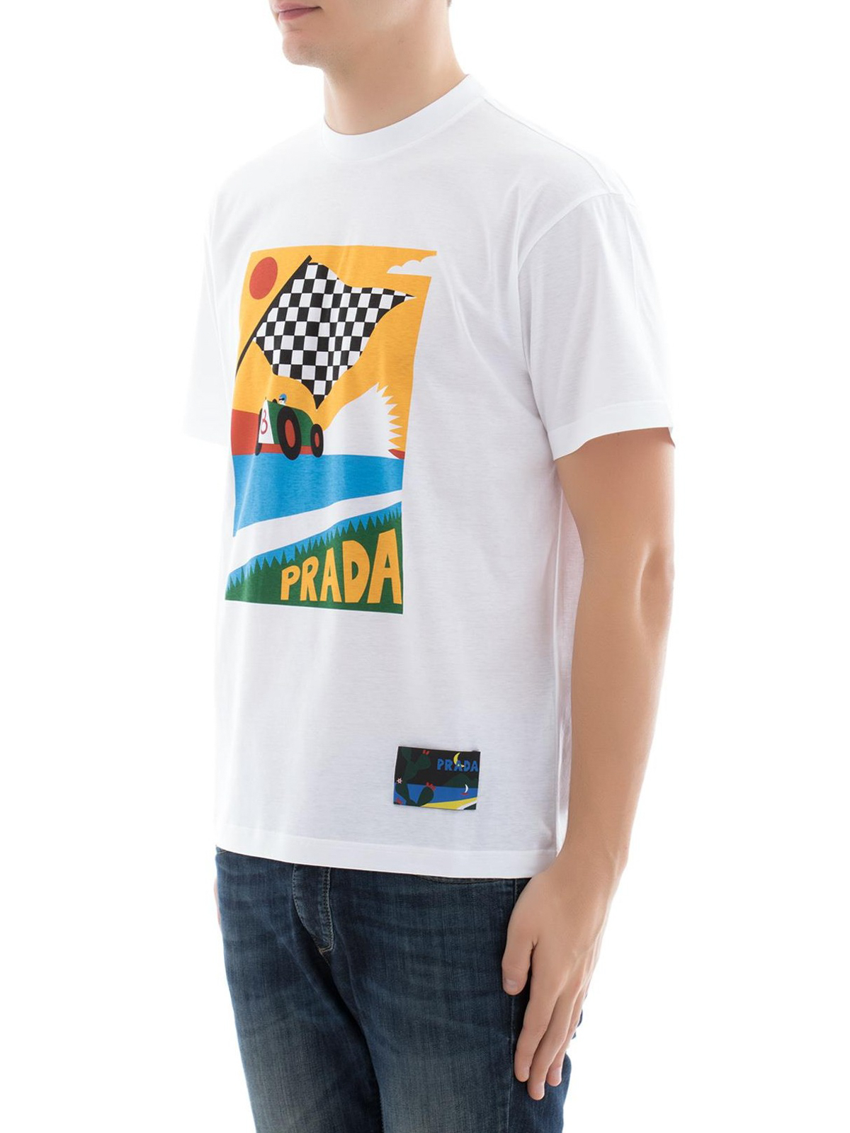 Prada Logo maxi print cotton T-shirt - Men | UJN399S1621QGBF0009