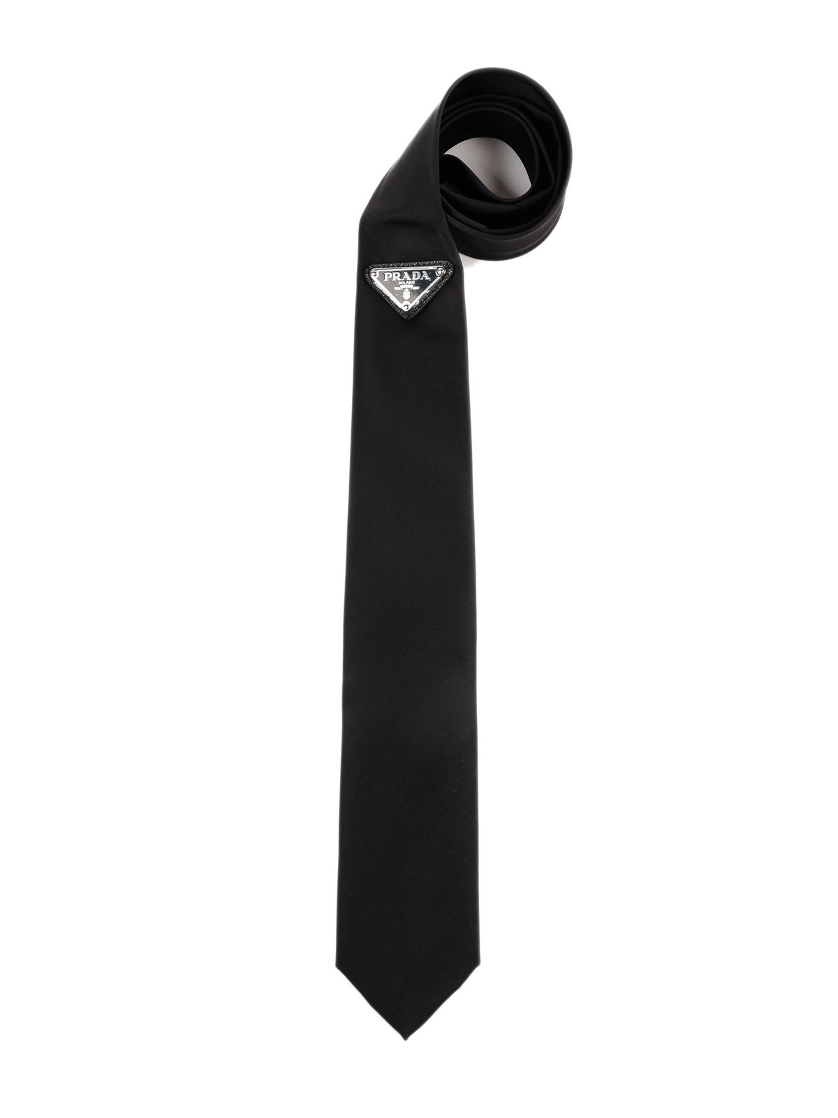 Prada Logo Plaque Tie in Black for Men