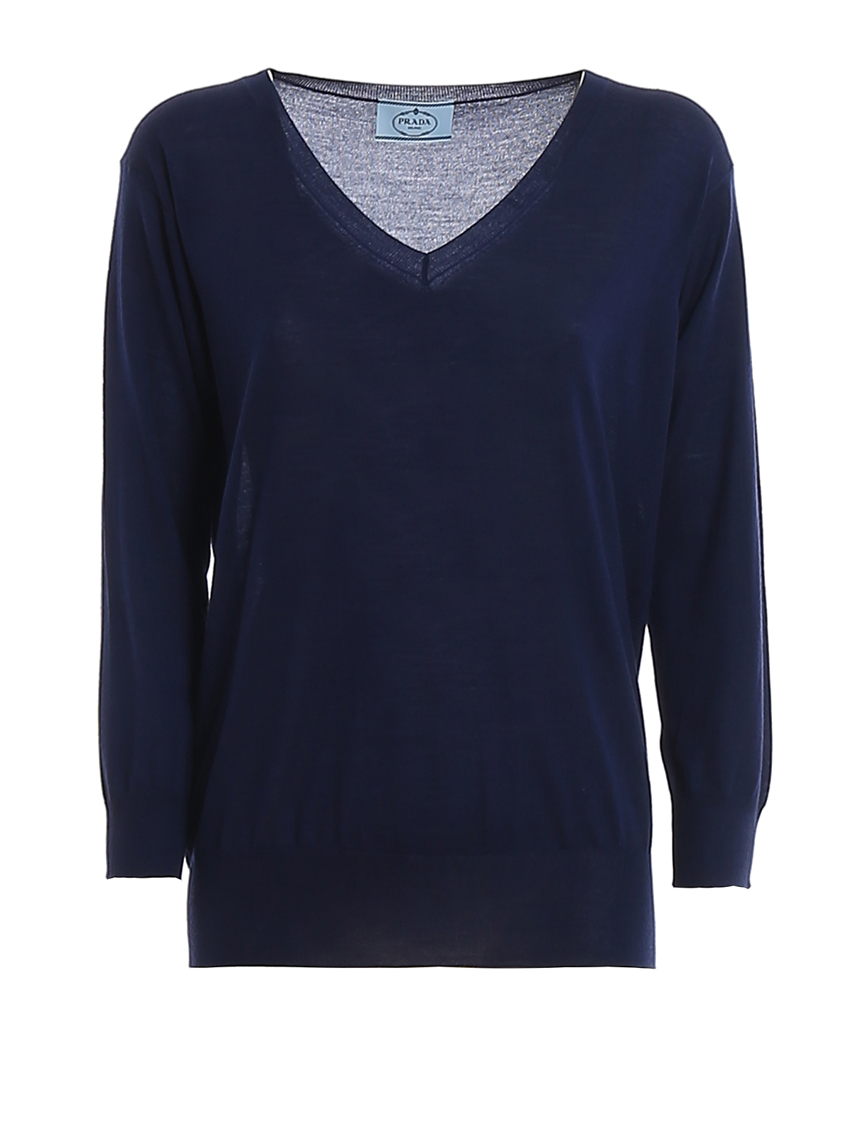 Prada Wool V-neck sweater - Blue - Women|P24Q77J2NF0215