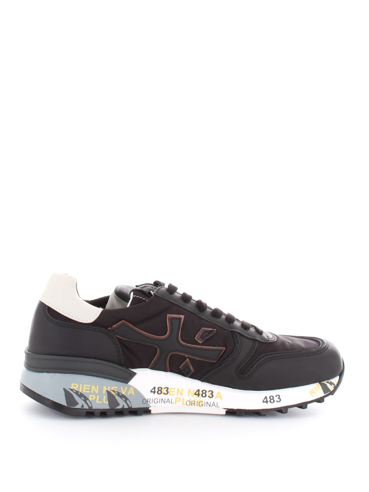 Premiata Mick logo detail fabric and leather sneakers MICK3251