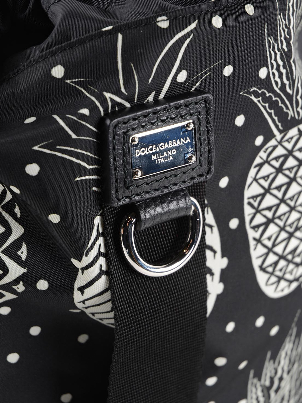 Dolce & Gabbana black nylon drawstring backpack Genuine Authentic Brand LLC | Dolce & Gabbana Gray Bee Nylon  main image 2