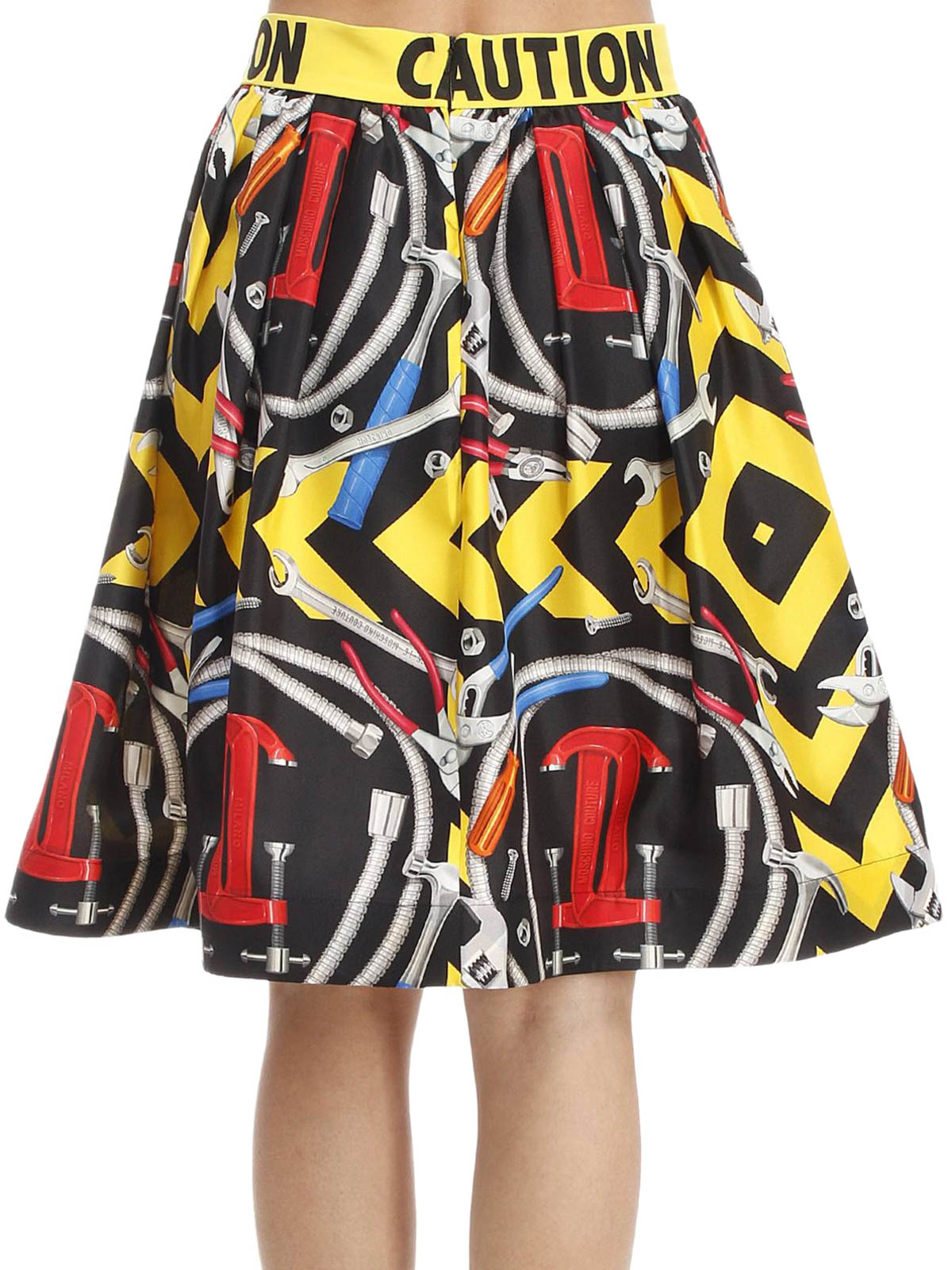 スカート MOSCHINO COUTURE Woman Skirt Black 01115519 0555 MOSCHINO Button-embellished pleated crepe mini skirt | THE