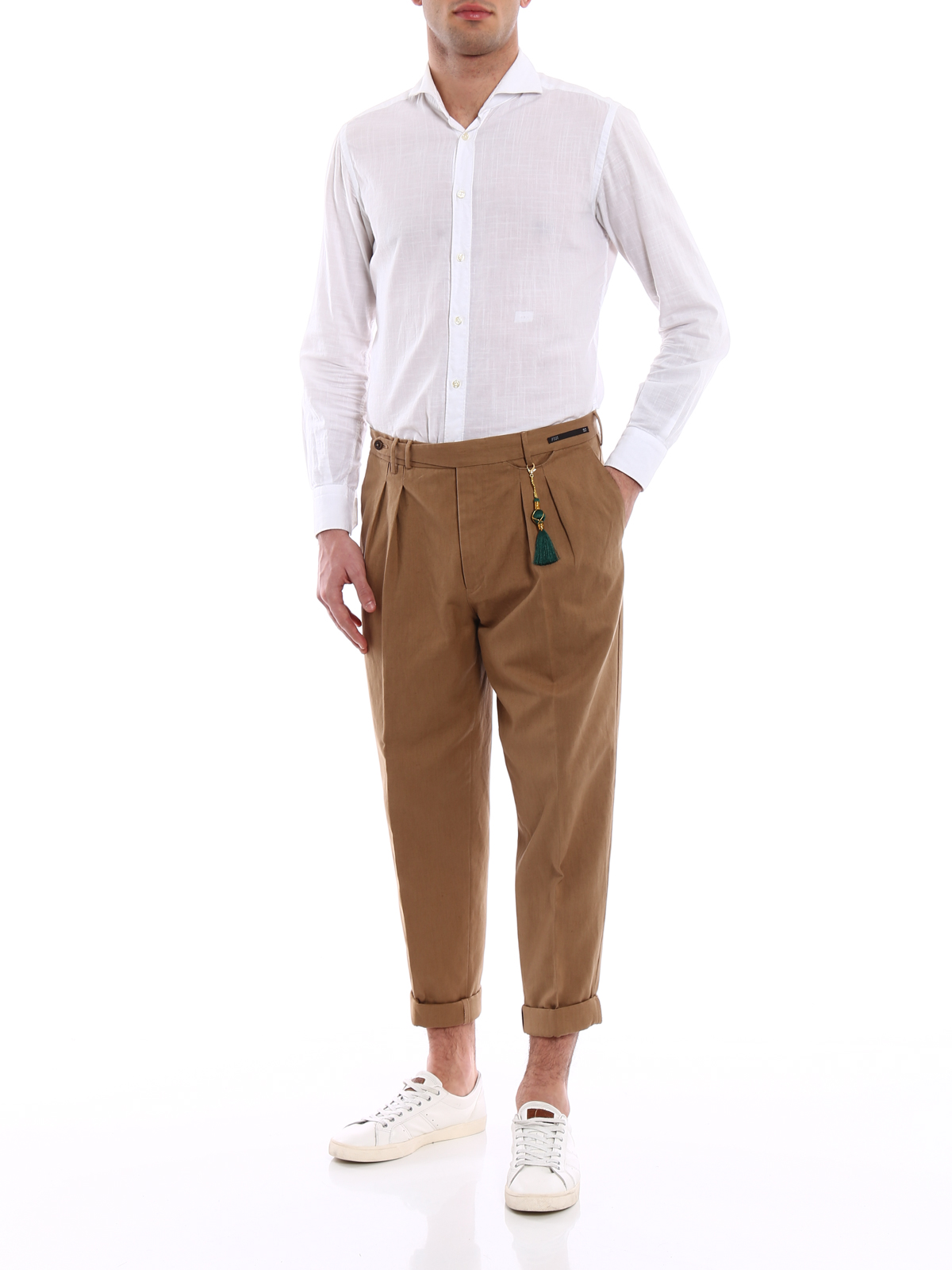 Linen Blend Cropped Trousers