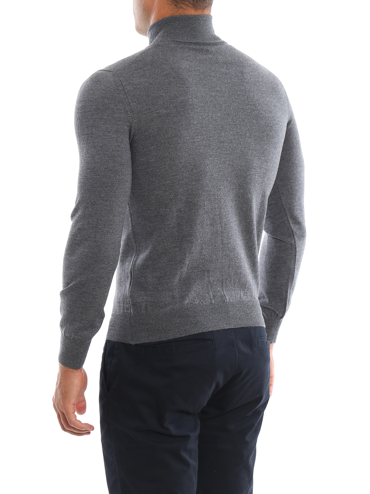 Shop Paolo Fiorillo Pure Wool Turtleneck Sweater In Grey