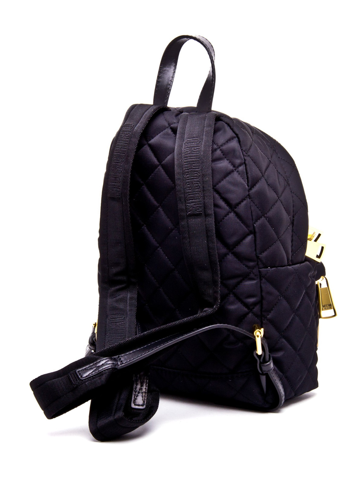 MOSCHINO QUILTED NYLON SMALL BACKPACK BLACK Moschino Quilted Backpack - Black Backpacks, Handbags  main image 2