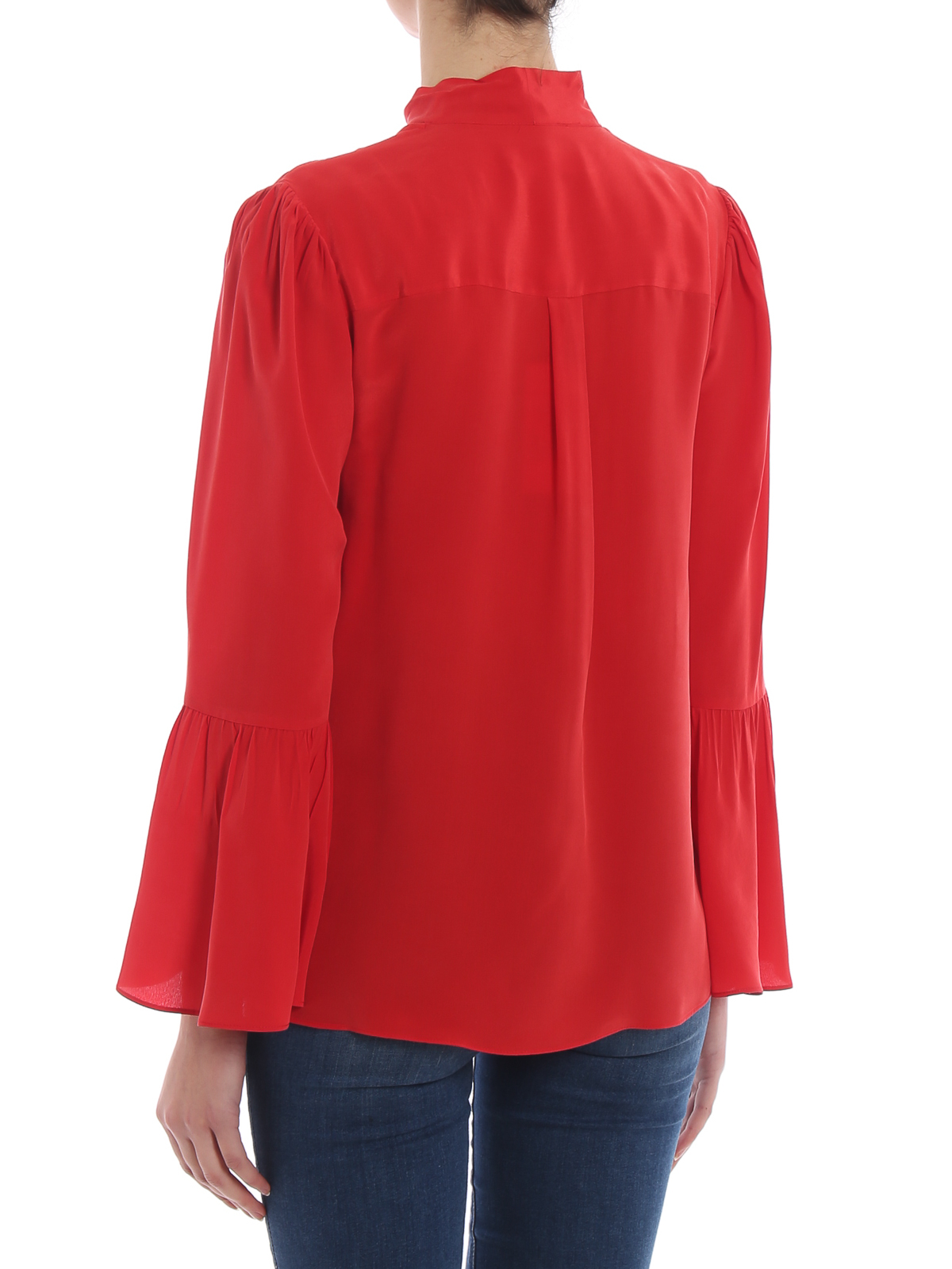 Michael Kors Red silk pussy bow fastening blouse MF84LLL96K610