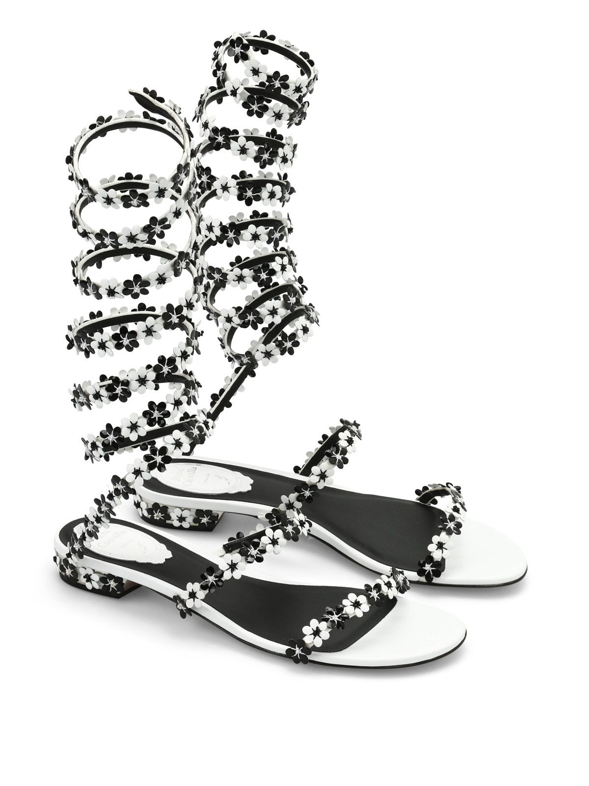 Rene Caovilla Small flowers leather sandals | C08590020F001V020
