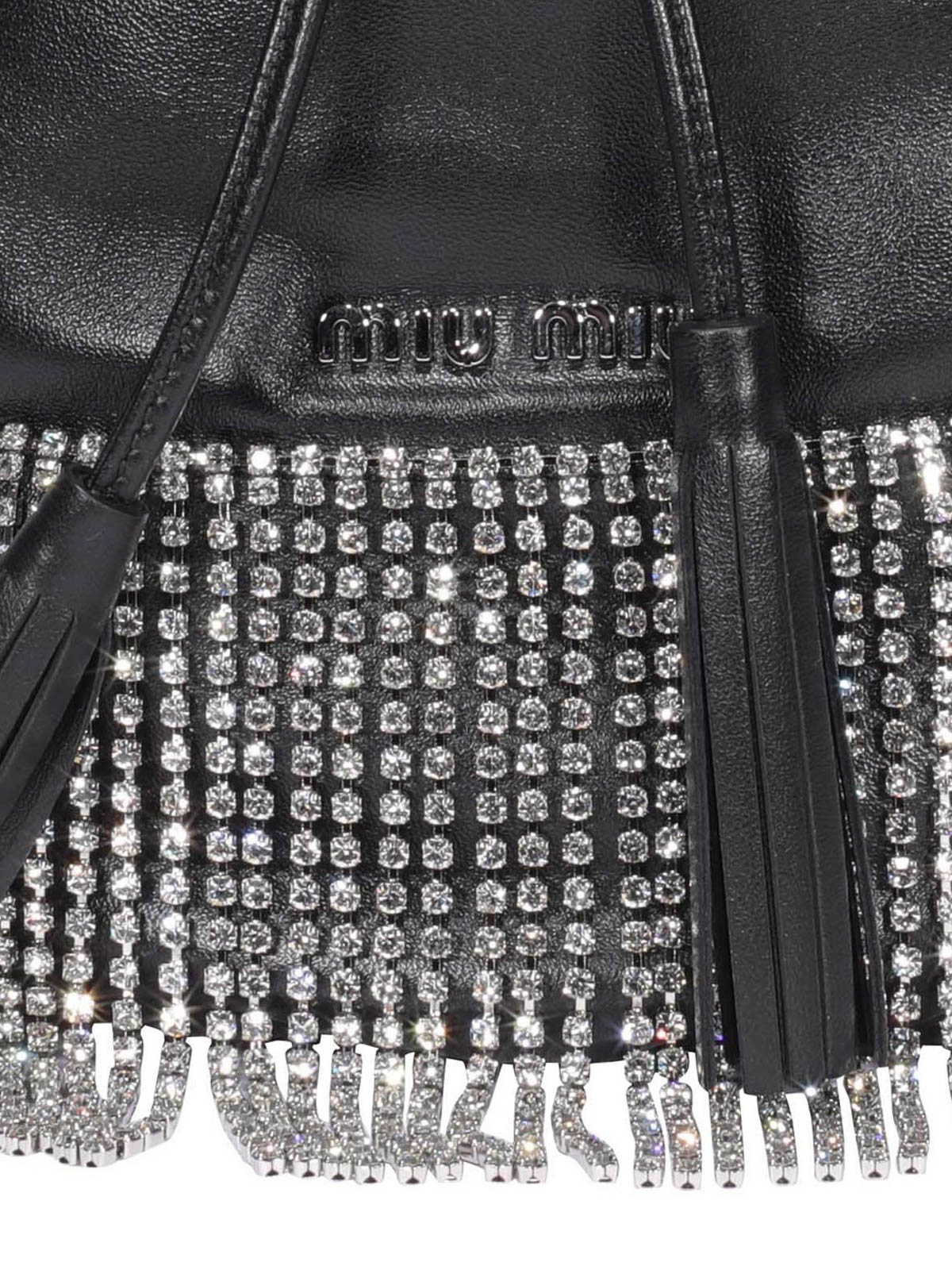 Bucket bags Miu Miu - Rhinestone fringe bucket bag - 5BE0142B6JF0002