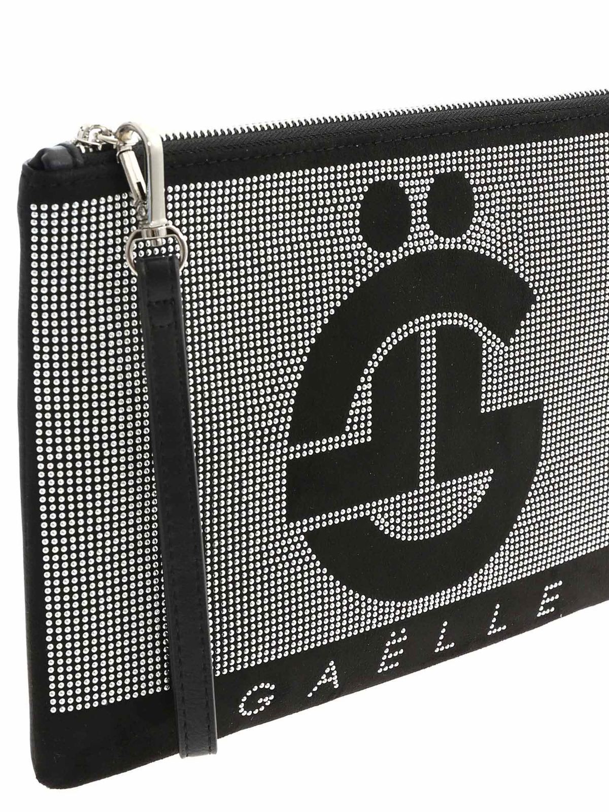 Pochette Gaelle Paris - Pochette trapuntata con logo in strass nera -  GBDA2457NERO