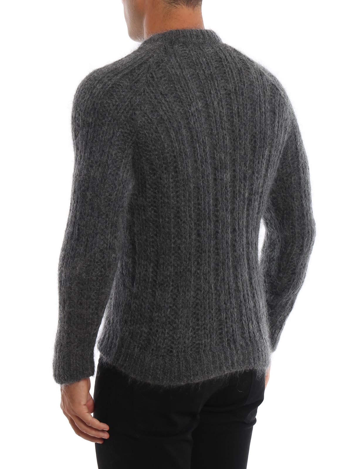 Prada Ribbed mohair sweater Grey Men UMA9891UZ0480