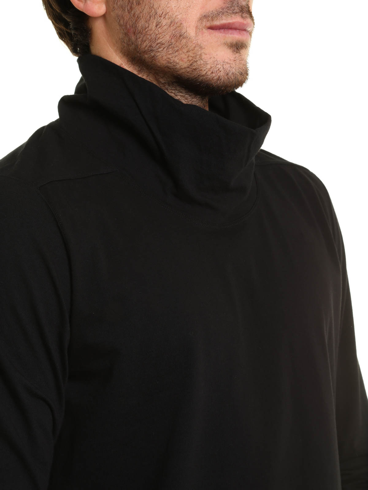 Rick Owens Cowl collar T-shirt - Black - Men | RR17S9211JT09