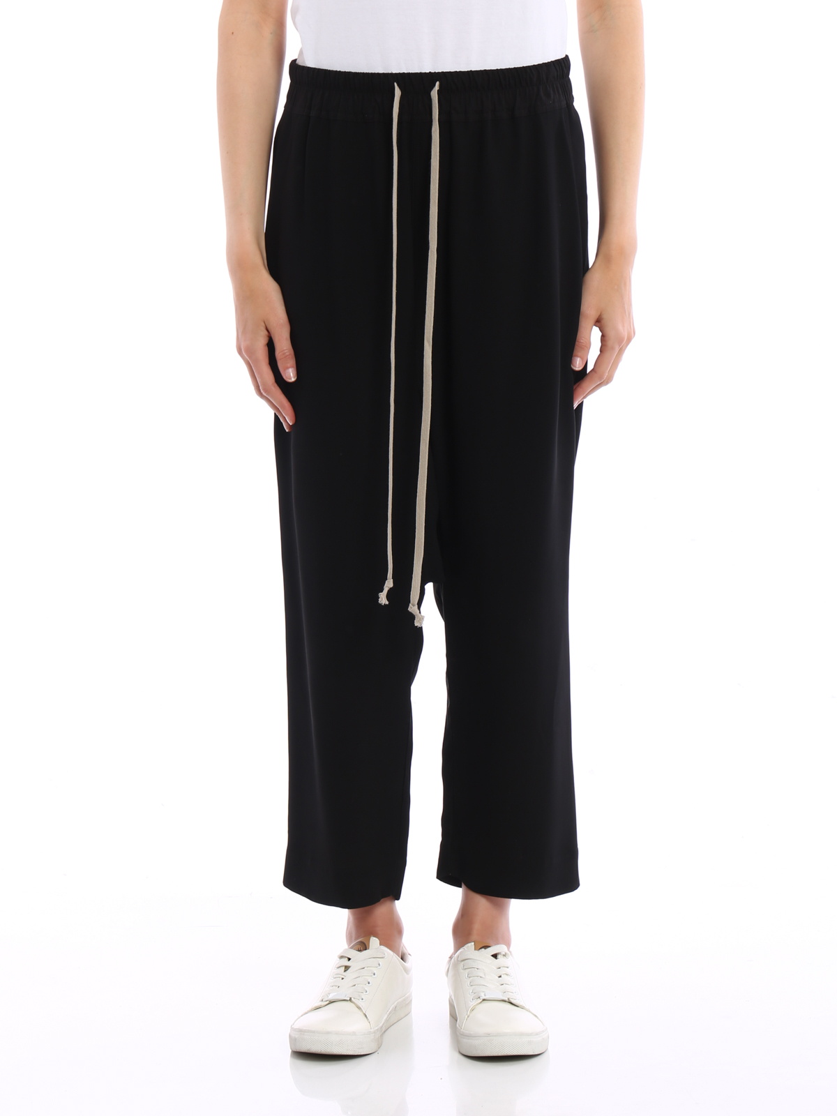Rick Owens Cropped drop crotch trousers - Black | RP17S3308Y09