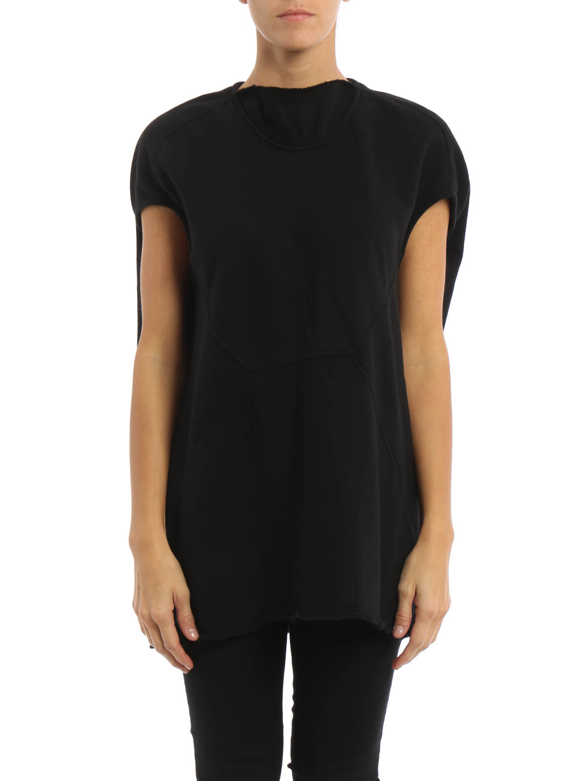 Rick Owens Mock collar sleeveless sweatshirt - Black|DS16F8228F09