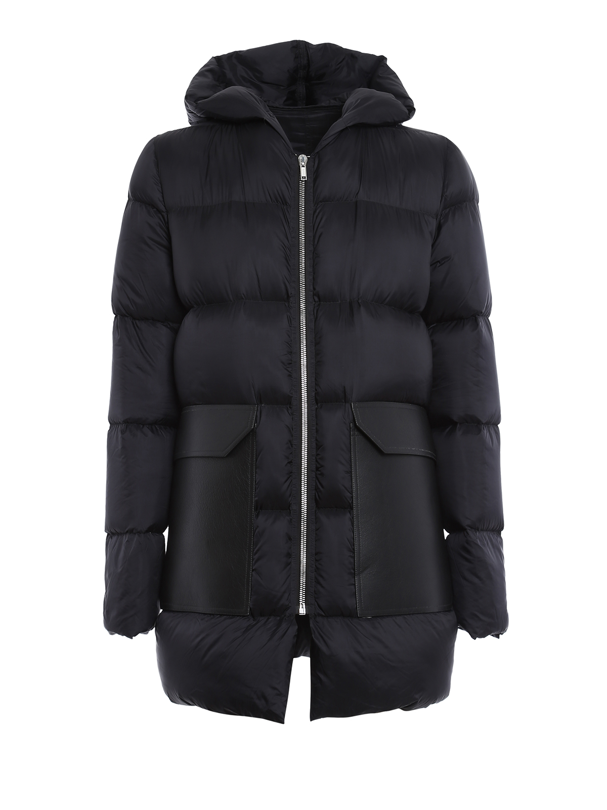 Rick Owens Maxi leather pockets padded coat - Black|RU17F8993EV09
