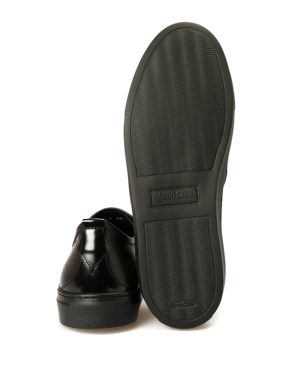 Roberto Cavalli Black Slip-On Men\'s Shoes Roberto Cavalli Multi texture leather slip-ons|06210ALASKANERO main image 3