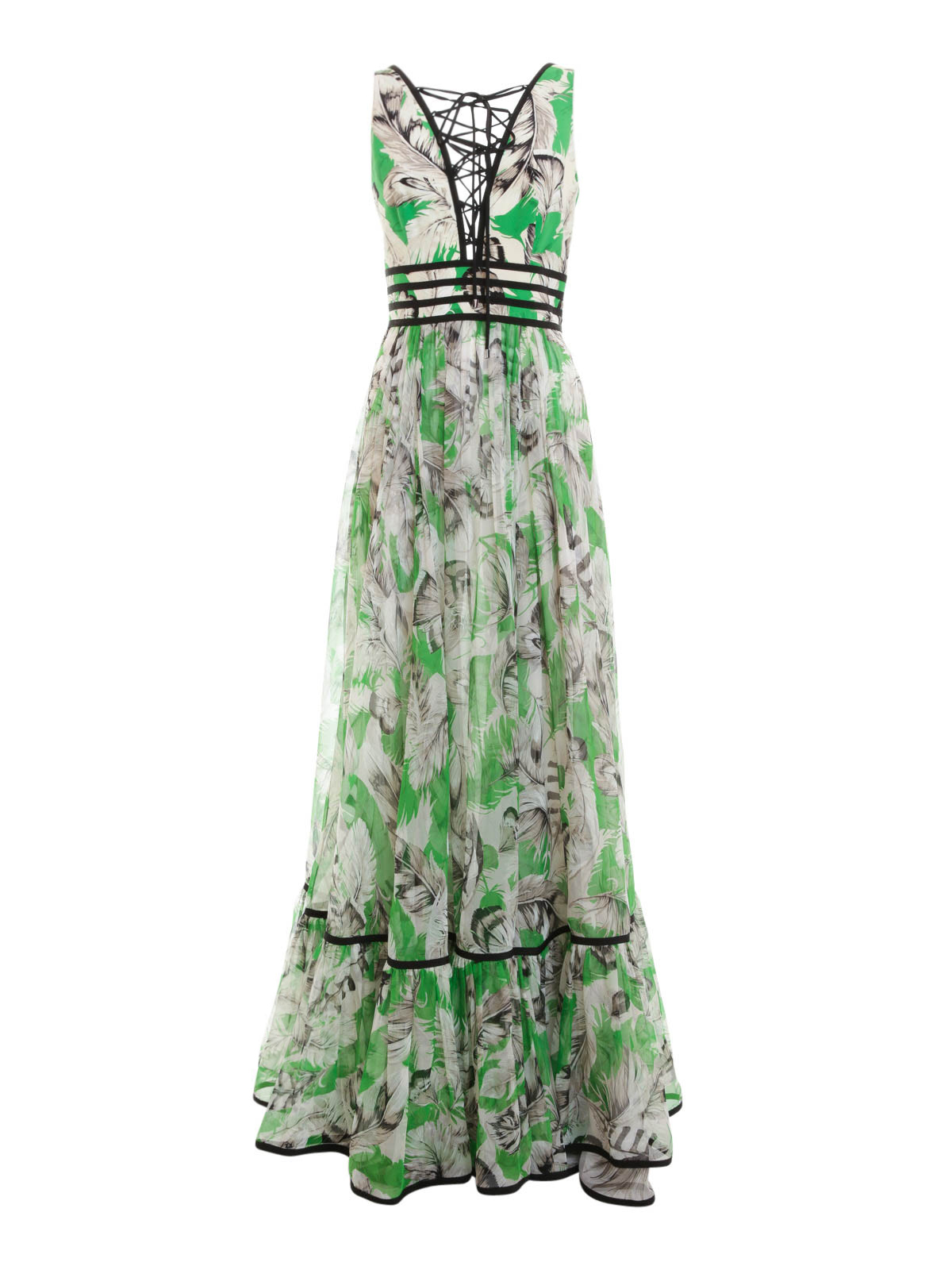 Roberto Cavalli Plumage print formal dress|CQT165SQ802D0540