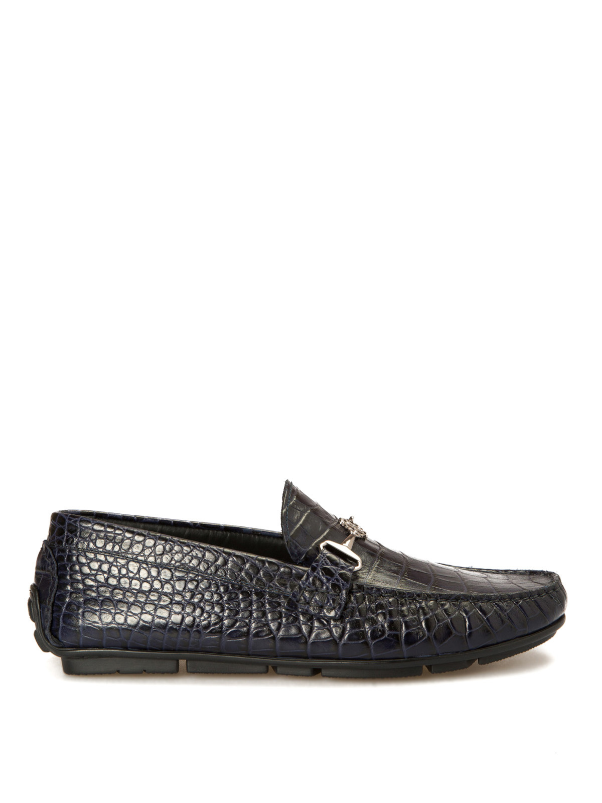 Roberto Cavalli Dark Blue  Leather Loafers Roberto Cavalli Python leather loafers - Dark Blue - Men|7701 main image 4