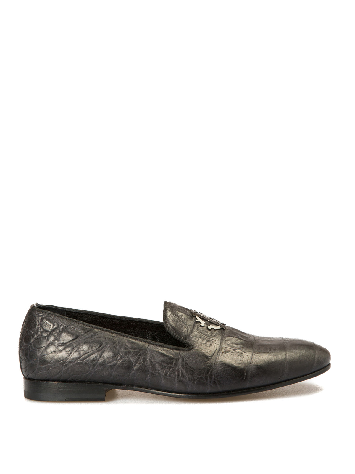 Roberto Cavalli black  Crocodile Embossed Loafers Croc-Embossed Loafers in Black for Men | Roberto Cavalli® main image 3
