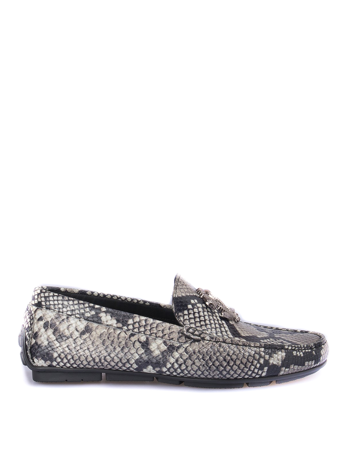 Roberto Cavalli Python print leather loafers - Grey - Men|1034B display picture 1