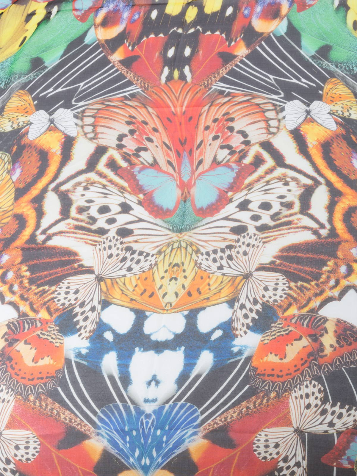 Roberto Cavalli Multicolor Butterfly Print Silk Twilly Bandeau Scarf