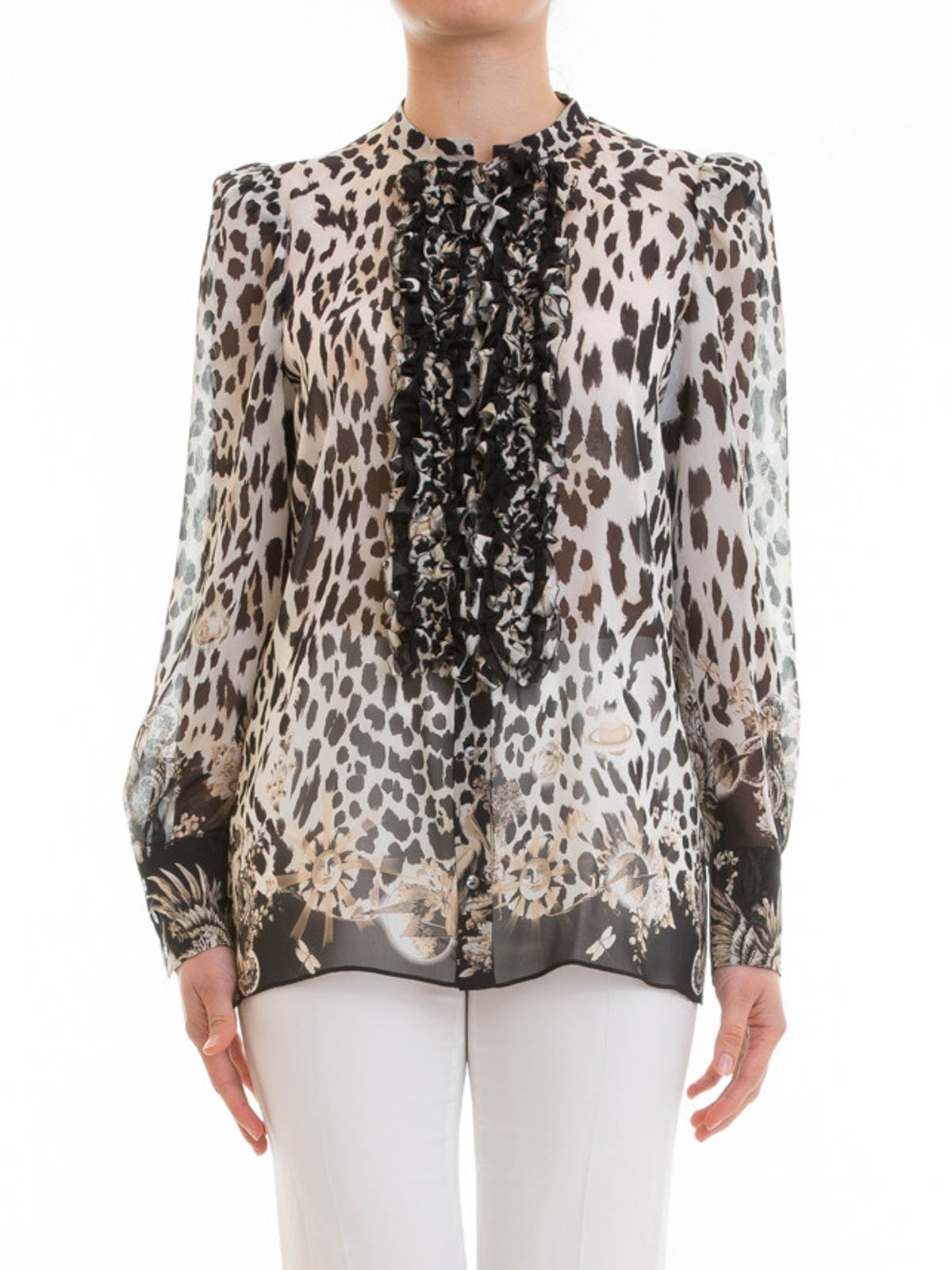 ROBERTO CAVALLI Silk Animal shops Print Blouse