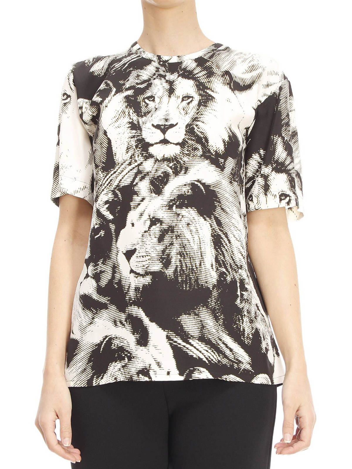 T-shirts Roberto Cavalli - Leo Camo print silk T-shirt