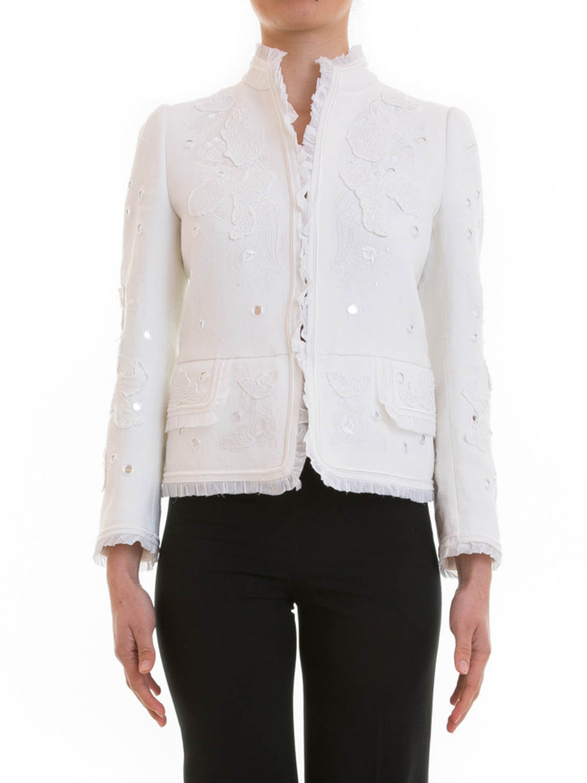 レディース roberto cavalli ホワイト テーラードジャケット 42