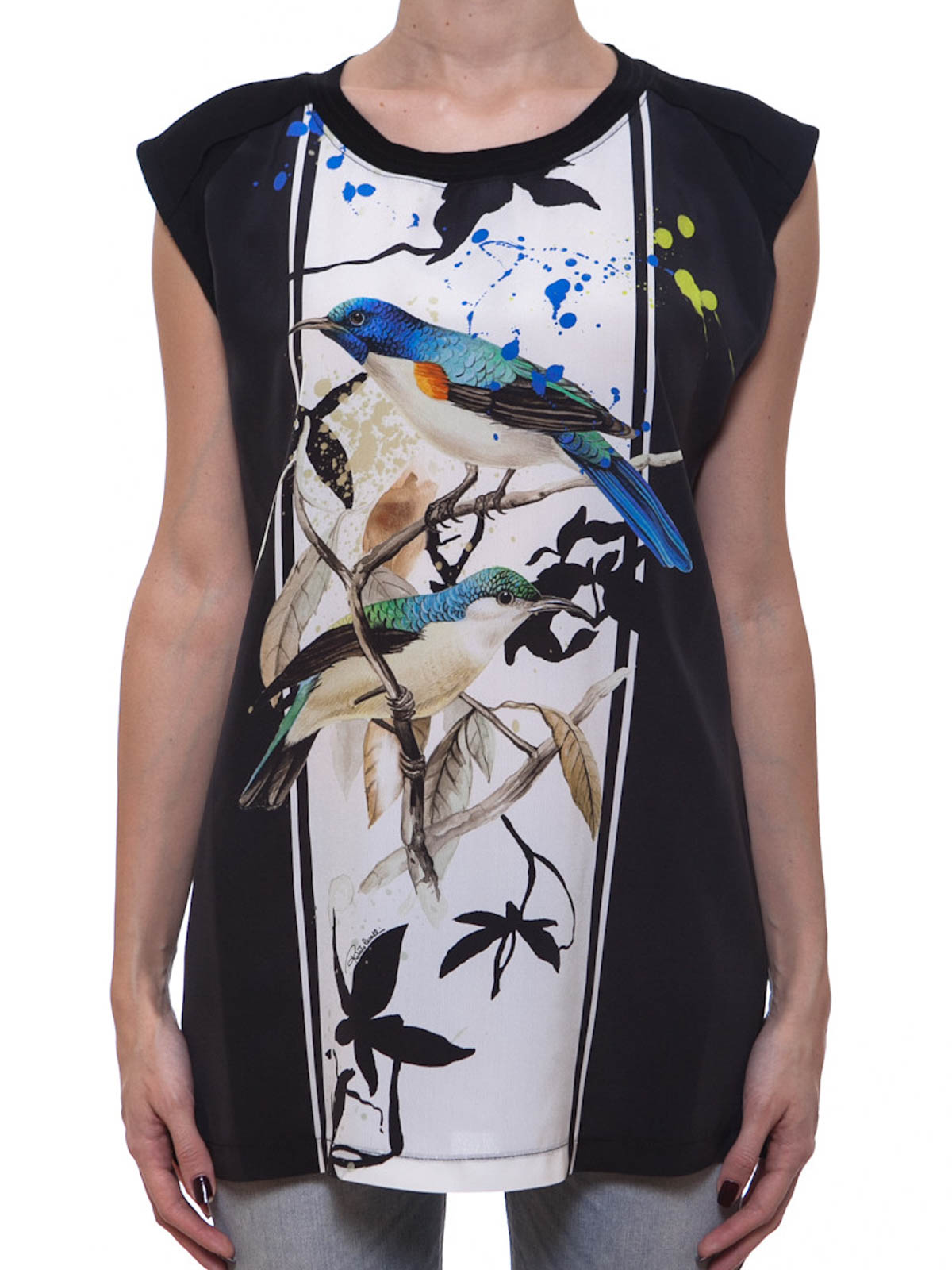 roberto cavalli シルク100% トップス 38 Roberto Cavalli Bird print silk top - Women|CQT616SQK48D1967