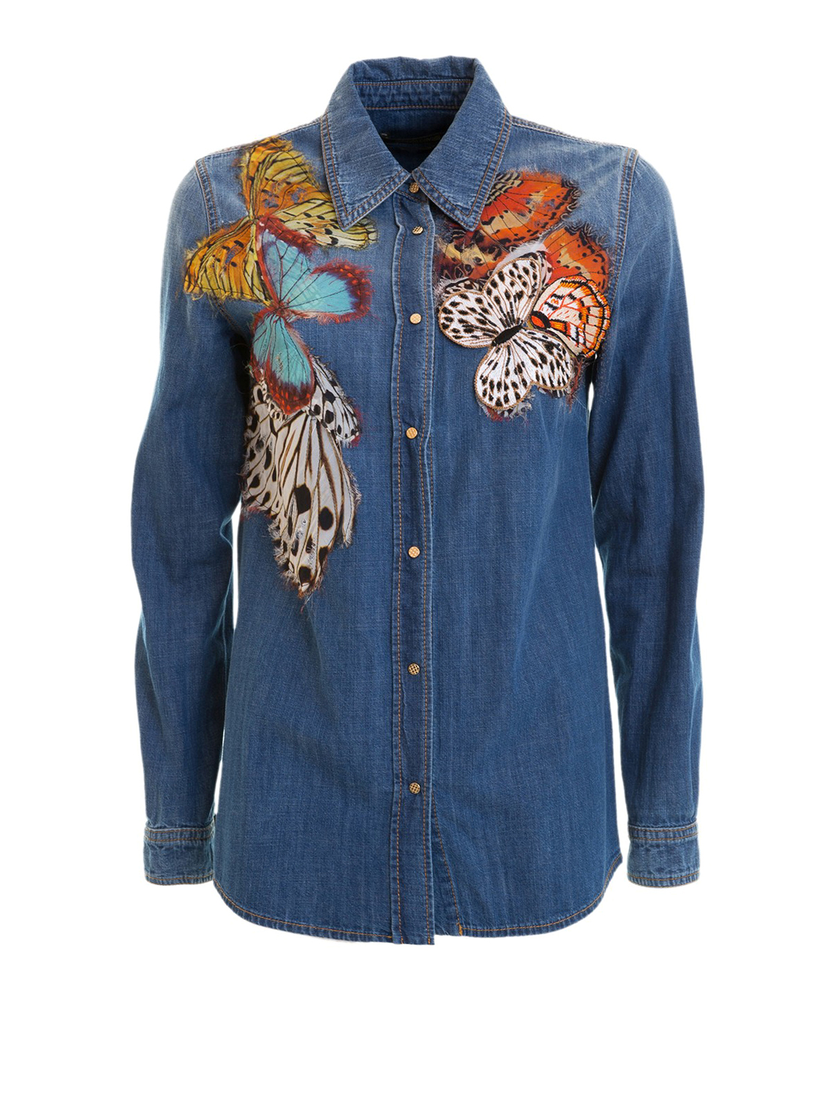 Roberto Cavalli shops Denim Patch Shirt