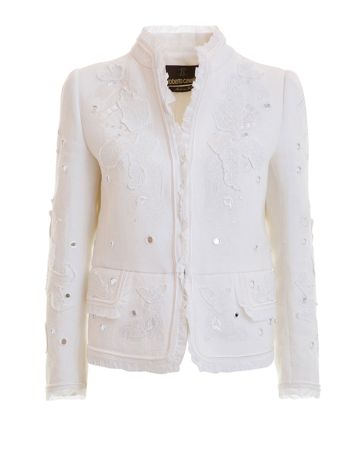 レディース roberto cavalli ホワイト テーラードジャケット 42