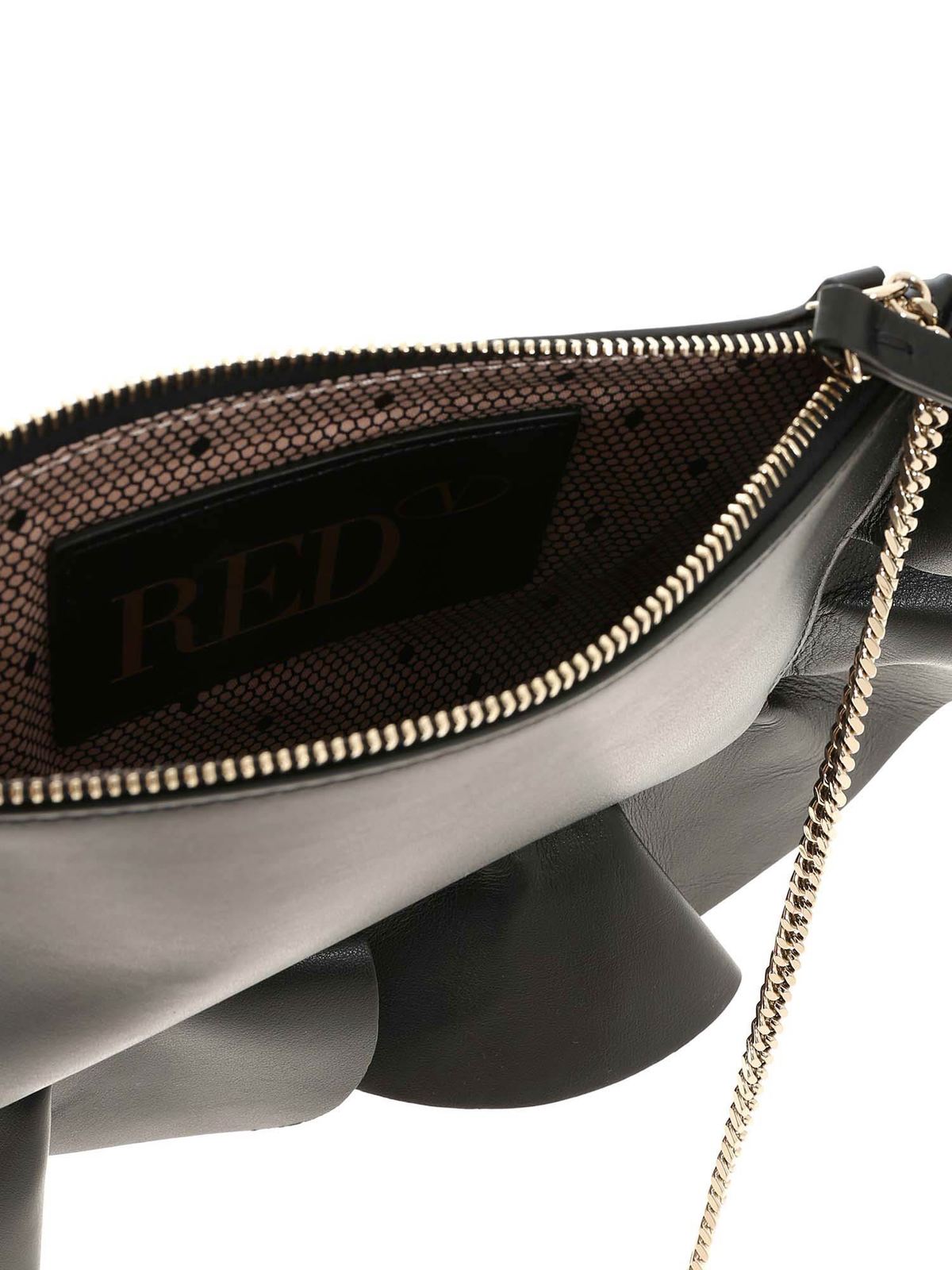 Clutches Valentino Red - Rock Ruffles clutch bag in black - UQ2P0A89MEN0NO