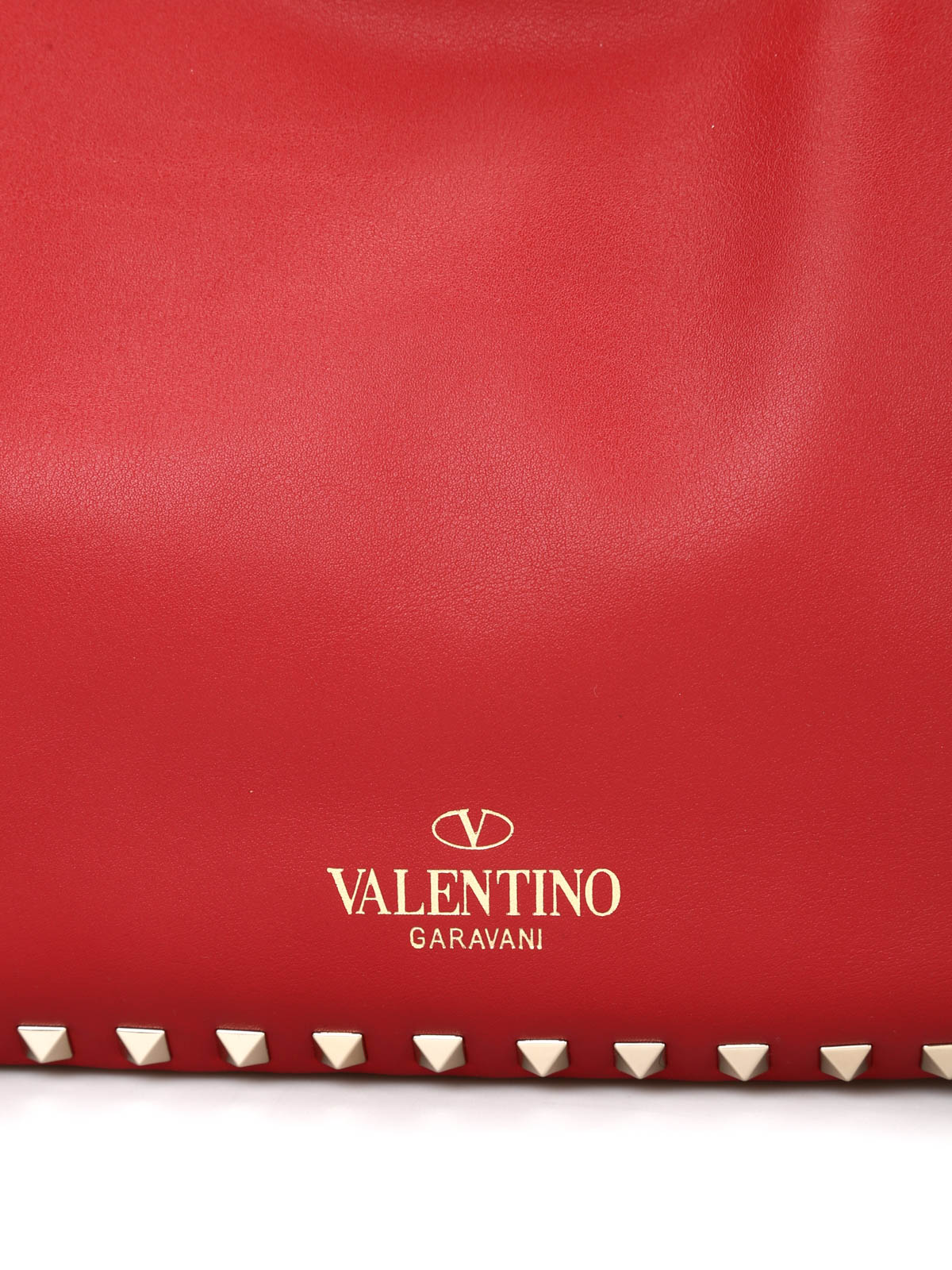 Totes Valentino Garavani Valentino Garavani Small Rockstud Tote in Red Calf Leather Leather