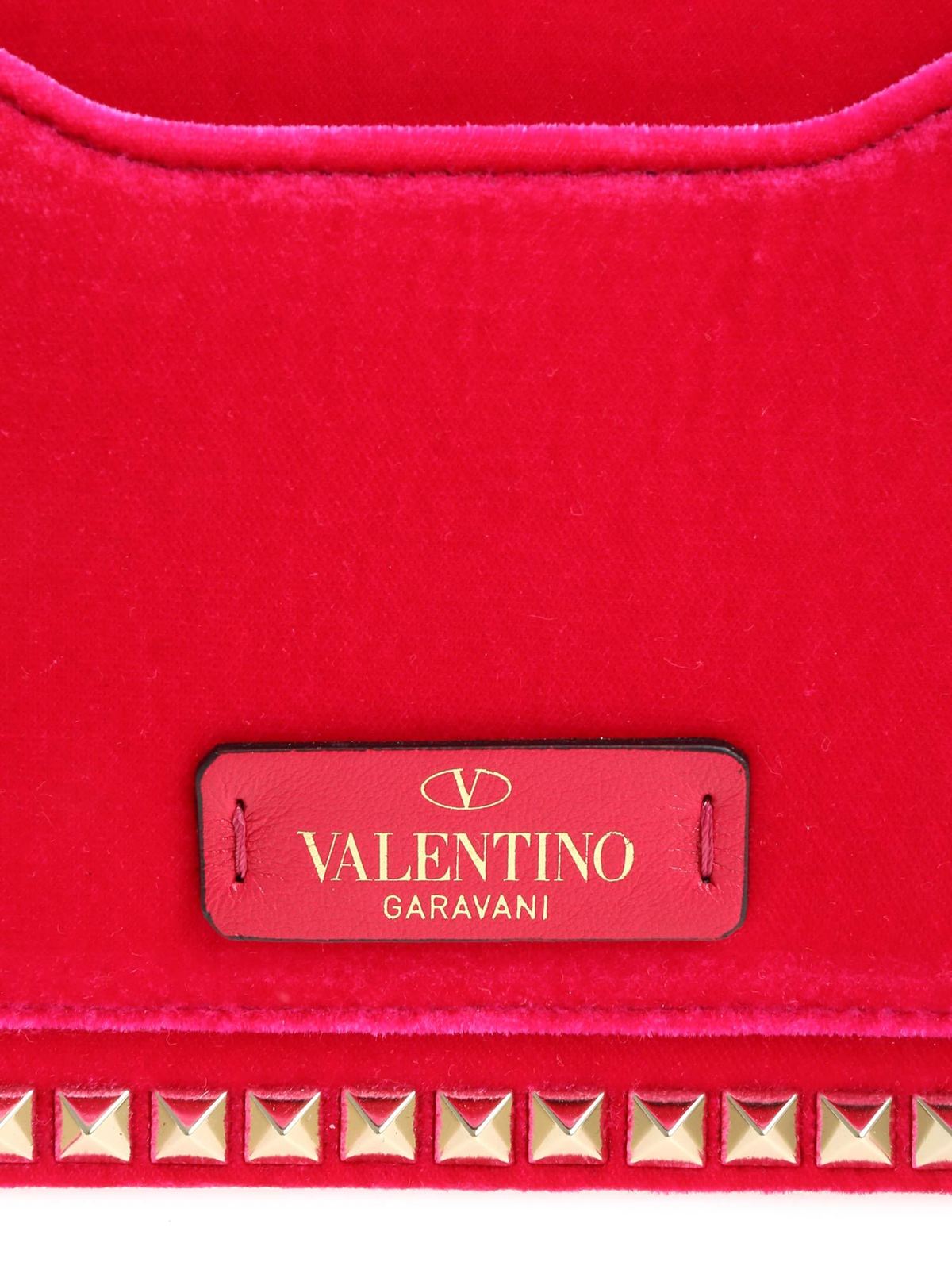 VALENTINO GARAVANI Velvet Small Rockstud No Limit Shoulder Bag Red 832326