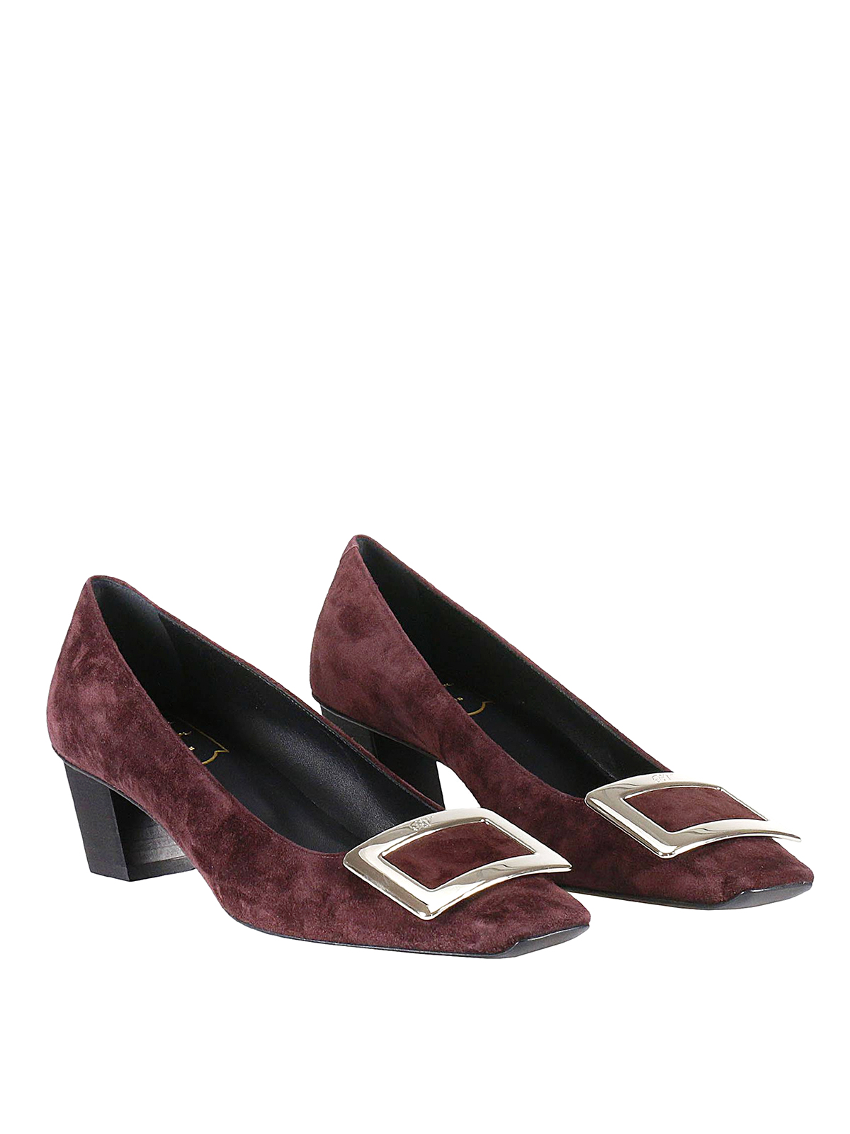 Roger Vivier バーガンディ スエード パンプス