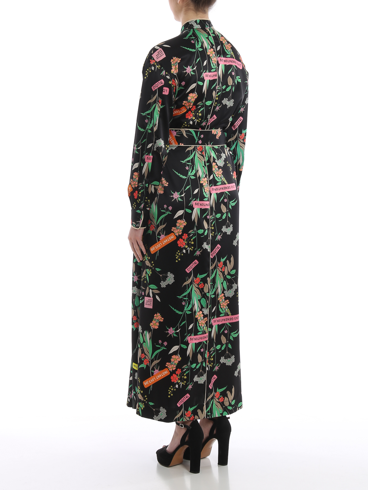 Pinko Rosalinda flower pint maxi shirt dress|1B13RB7489ZS3