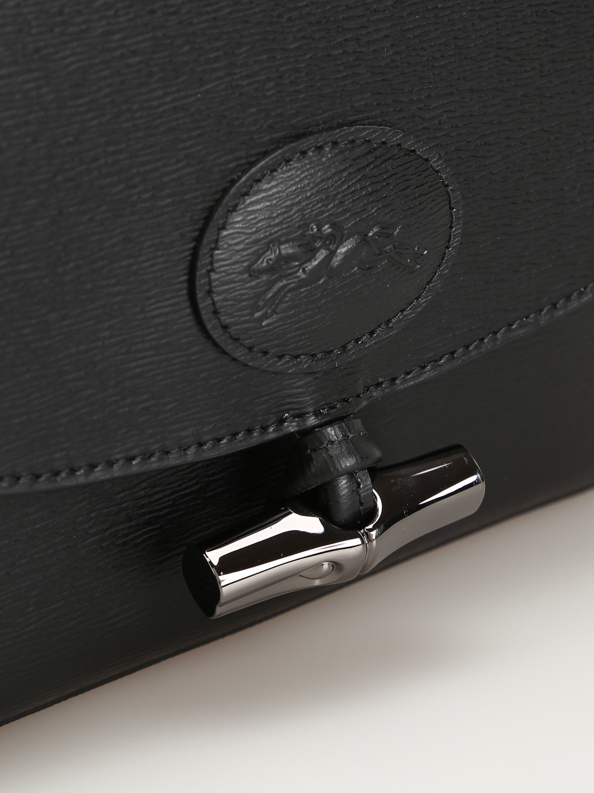 Longchamp Roseau Black Patent Leather Crossbody Sling Handbag