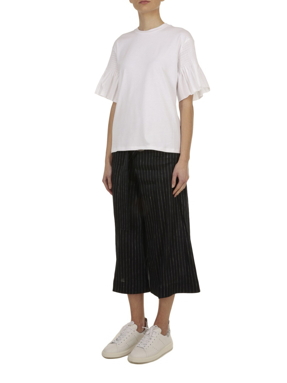 VVB Victoria Beckham フリルスリーブ Tシャツ Mサイズ Sleeveless Fitted T-Shirt Dress In Black | Designer Dresses