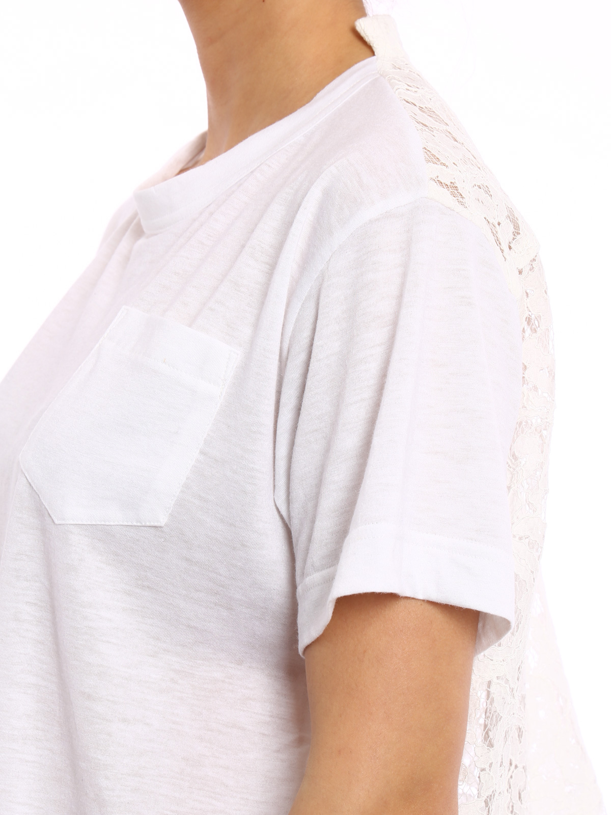 Sacai Luck Lace panel T-shirt - White - Women | 1602486001