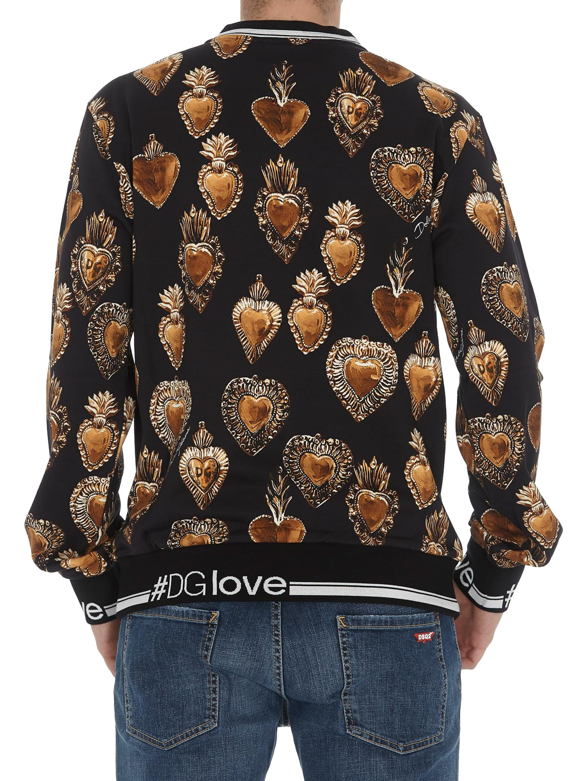 Dolce & Gabbana, Sweaters, Dolce Gabbana Black Sacred Heart Crewneck  Pullover Mens Sweater