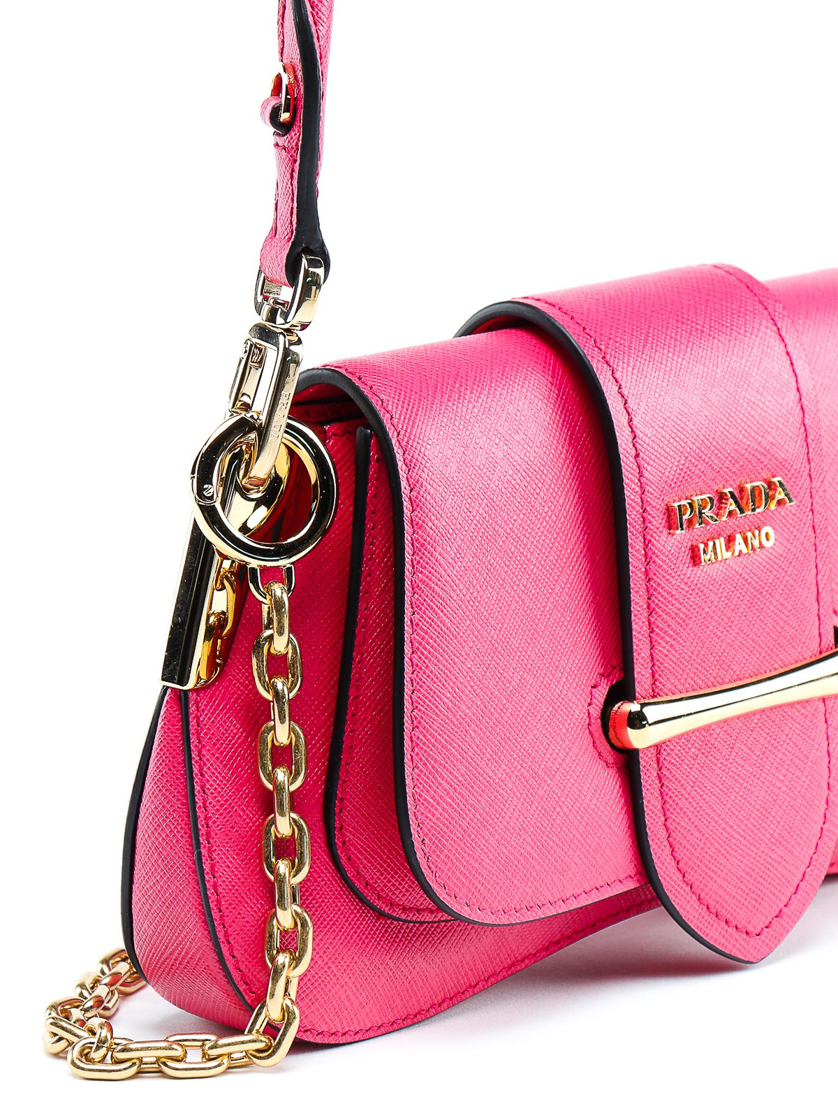 Prada Saffiano Leather Shoulder Bag In Pink